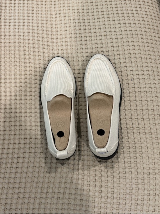 Rothy's Shoes - Rothy's White Knit Slip-On Loafers with Black Sole Edge